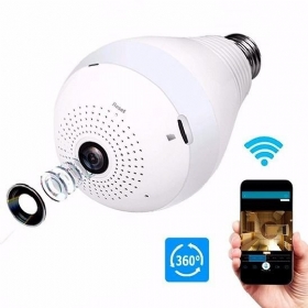 Câmera IP Lâmpada LED Panoramica 360