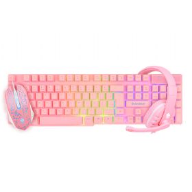 Kit Gamer Starter Rosa Led Mouse / Teclado / Headset – EG-53 - Evolut