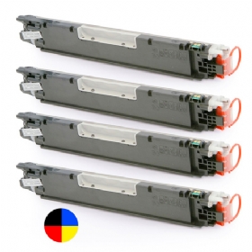 Kit 04 Cartuchos de Toner HP CP1025 | CE310A | CE311A | CE312A | CE313A | 126A CMYK Compatível