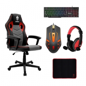 Kit Gamer Evolut Cadeira + Teclado + Mouse + Headset + Mousepad